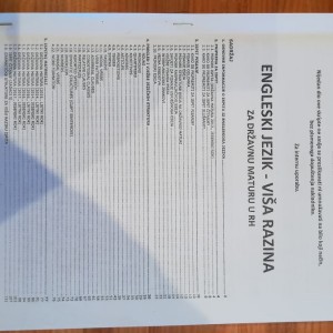 SKRIPTE ZA DRŽAVNU MATURU - Hrvatski (+pitanja), Engleski, Matematika
