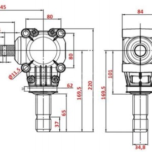 KUTNI REDUKTOR L-150J 1:1 (12KS-9kW)