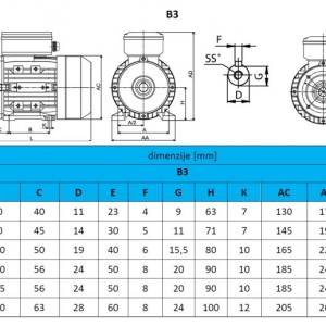 ELEKTROMOTOR 1.FAZNI 230V B3- NOGICE - 2P 2800 vrt min