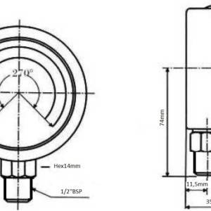 Manometar hidraulike FI 100mm