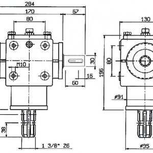 kutni reduktor 1:2 za traktor 25HP