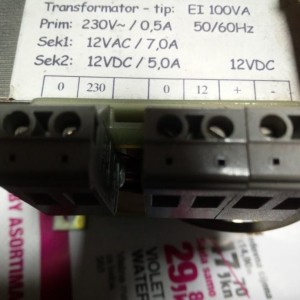 Transformator 230V/12VAC/12VDC, 100VA