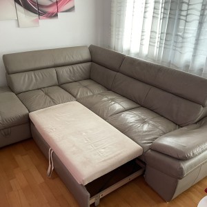 PRILIKA Kožna kutna garnitura, prava koža, dim 260x220