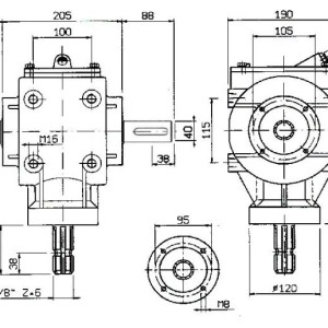 kutni reduktor 1:2 za traktor 48HP