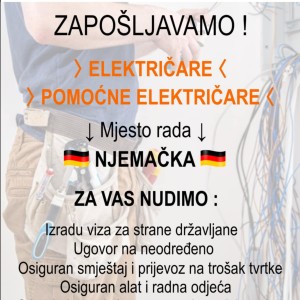 Tražimo Električare i pomoćne Električare
