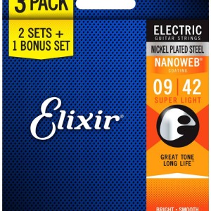 ELIXIR 09-42 NANOWEB 3 PACK ŽICE ZA ELEKTRIČNU GITARU
