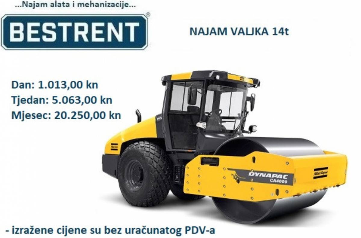 Najam (iznajmljivanje) zemljanog valjka 14t