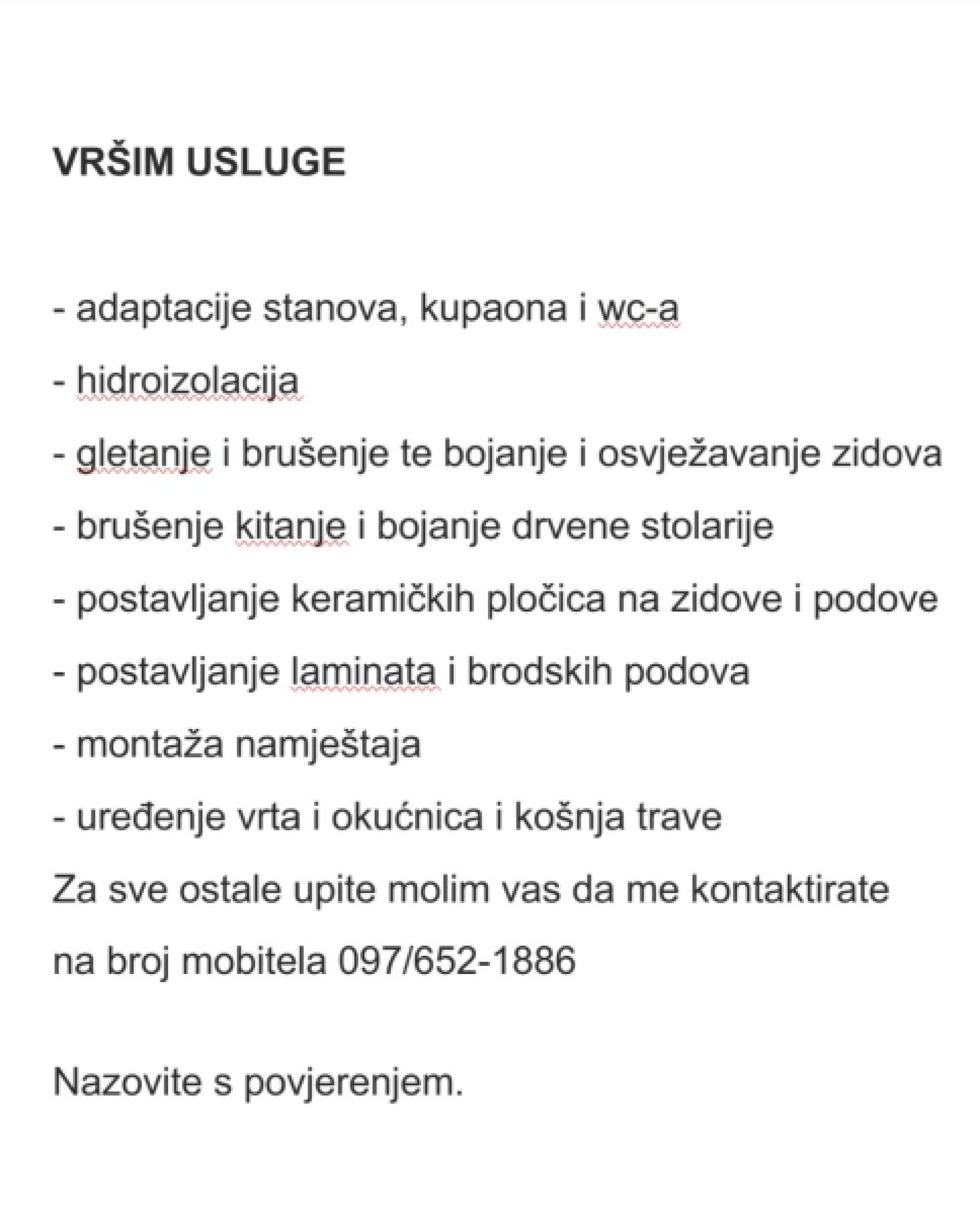 Vršim grad. usluge