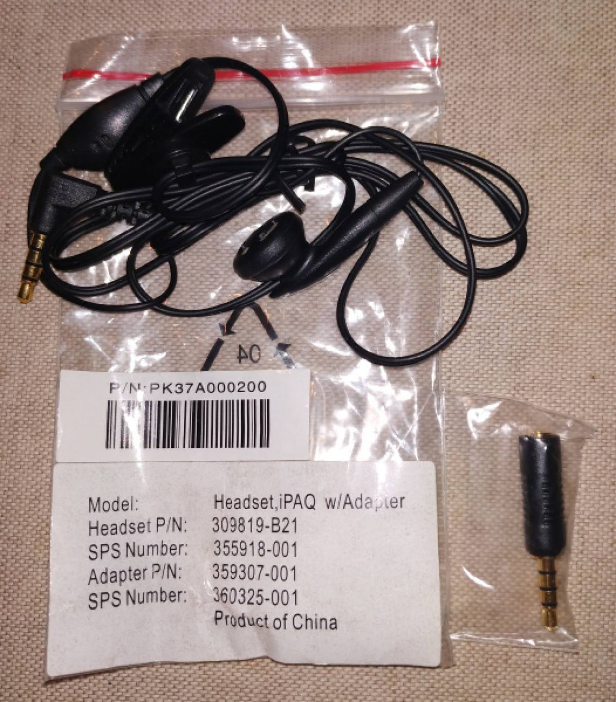 HP IPAQ slušalica i adapter 3.5mm/2.5mm - P/N: 309819-B21