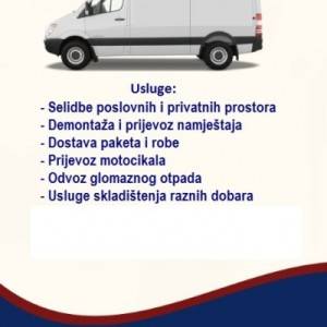Usluga transporta, selidbe, najam kombija