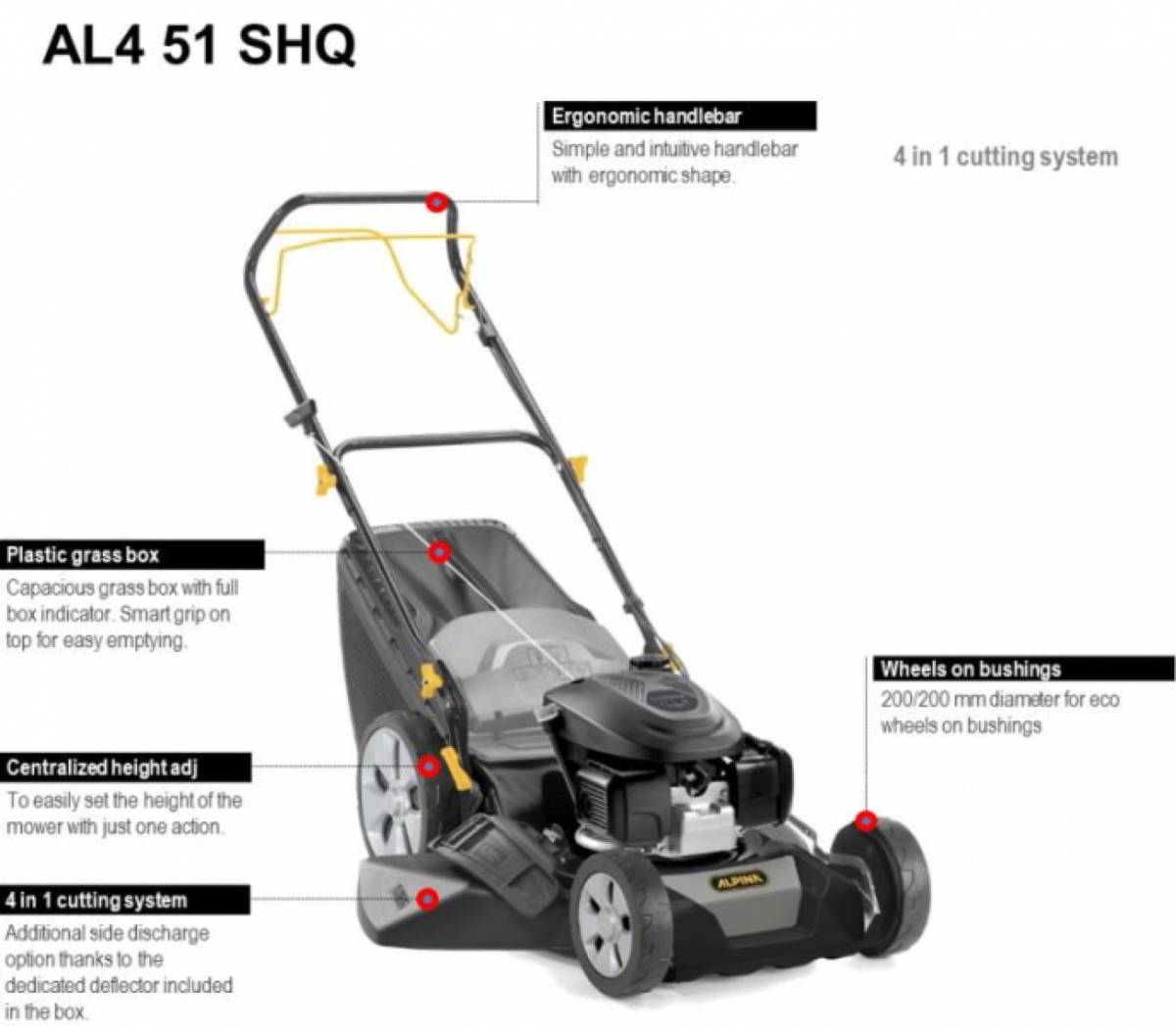 Alpina samohodna motorna kosilica AL5 51 SHQ 4u1 Honda GCV X170 OHV 1