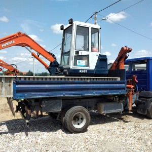Mini bager Kubota kx 61+Mercedes 814 kiper kran