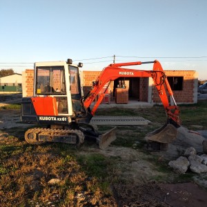 Mini bager Kubota kx 61+Mercedes 814 kiper kran