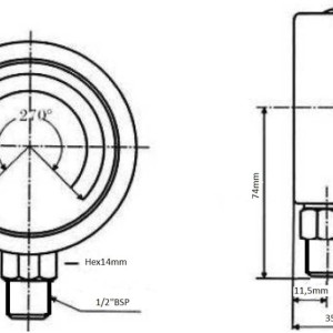 Manometar hidraulike FI 100mm