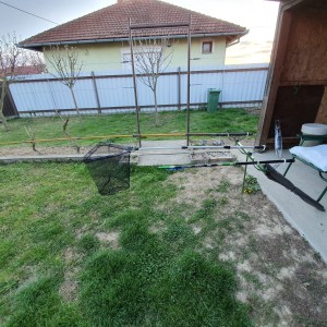 Ribički štap, čelični držač štapova i ribička stolica