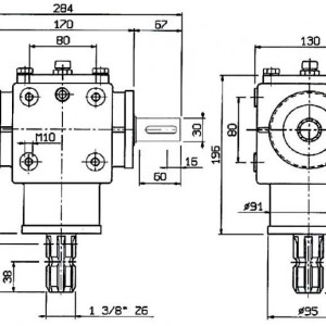 kutni reduktor 1:2 za traktor 25HP