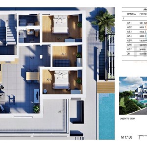 Projekt vile s bazenom (3 apartmana) - Milna (otok Brač)