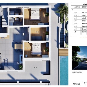 Projekt vile s bazenom (3 apartmana) - Milna (otok Brač)