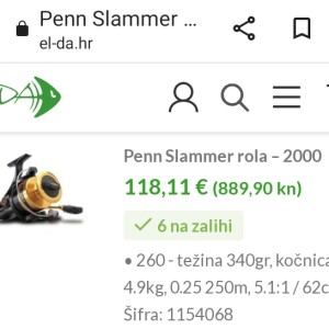 Rola za ribolov: Penn 260