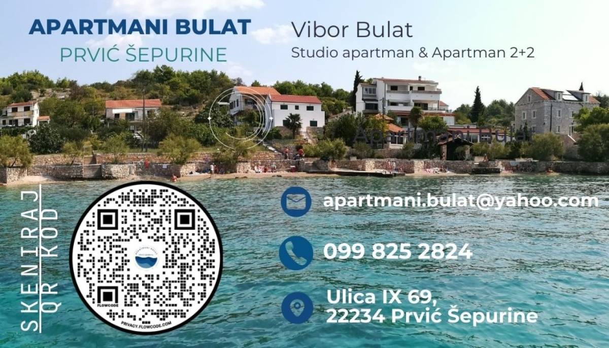 Apartmani Bulat -Apartman 2+2 ***, na otoku Prviću, 50 m od plaže/mora