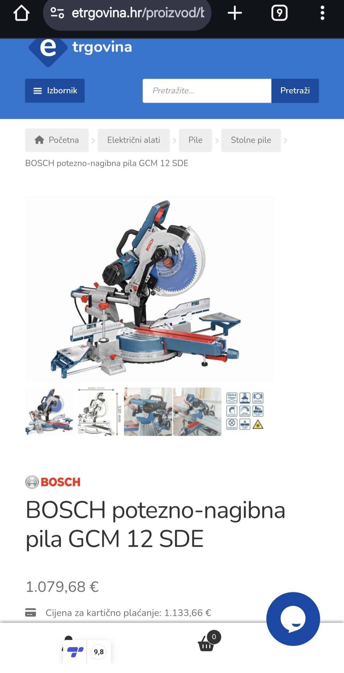 BOSCH potezno-nagibna pila GCM 12 SDE