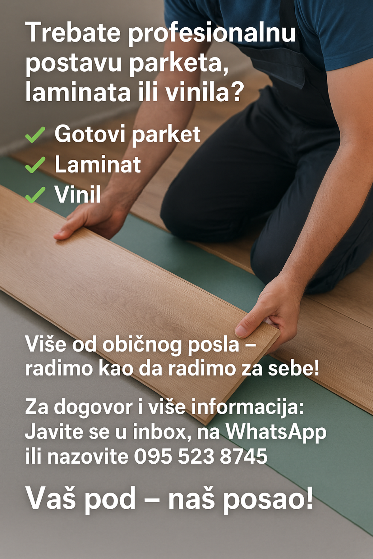 Postavljamo laminate, vinil i gotove parkete