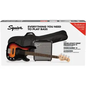 SQUIER AFFINITY PACK PJ-BASS LRL 3TS+RUMBLE 15+NAVLAKA+PRIBOR+BAS GIT.