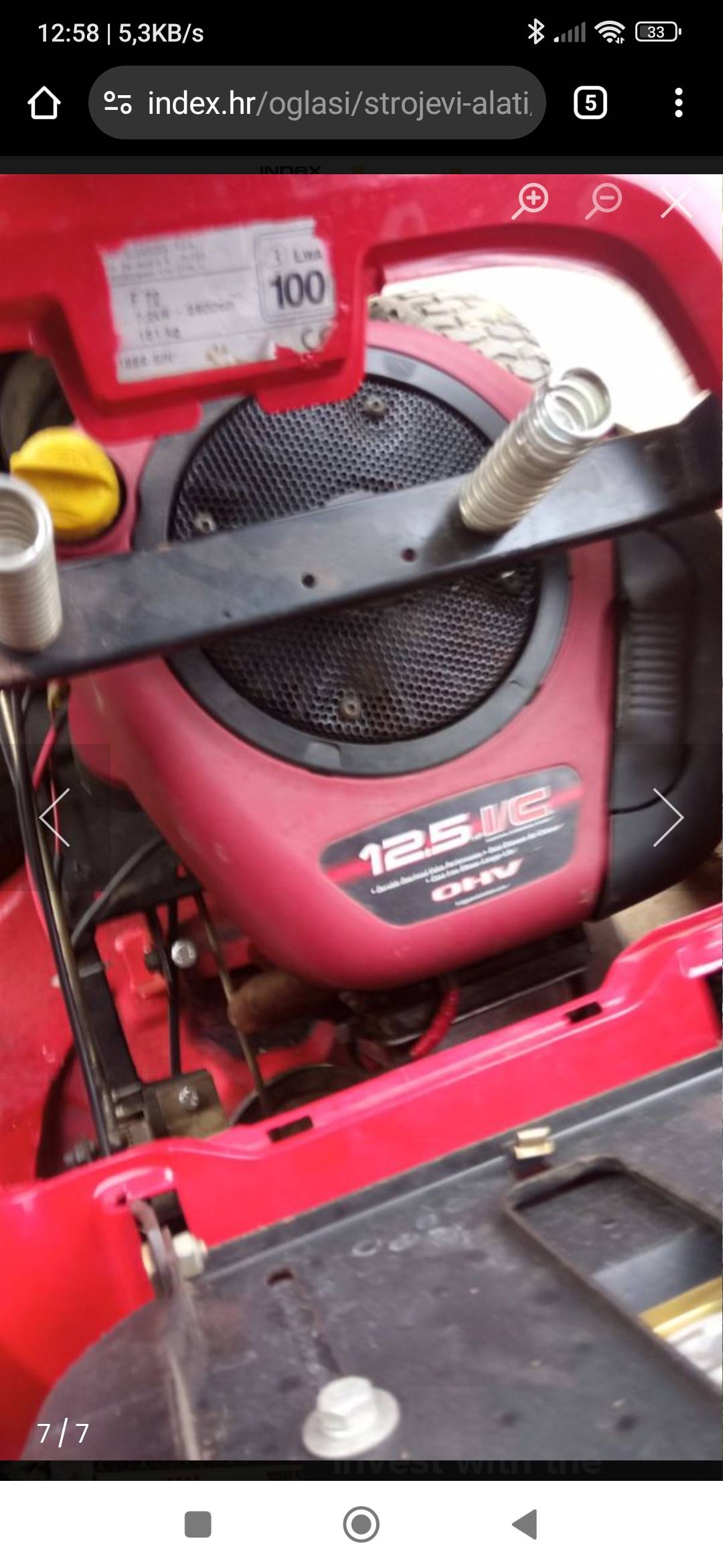 Traktor kosilica Castel garden 12, 5 hp motor komplet obnovljena