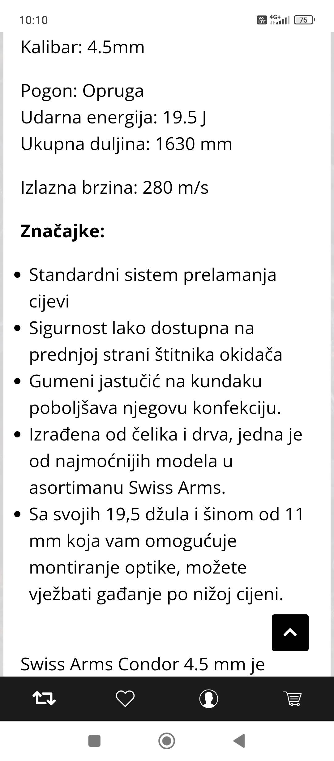Zračna puška Swiss Arms Condor 4,5 sa ciljnikom
