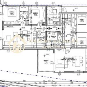 Pag,Povljana 3-soban stan 69,15m2 korisne površine 1red uz more+PM