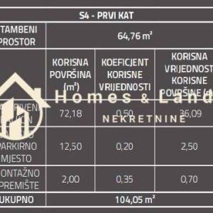 Sesvete,centar,3-soban stan 104m2(S4)na 1.katu s terasom  i parkingom