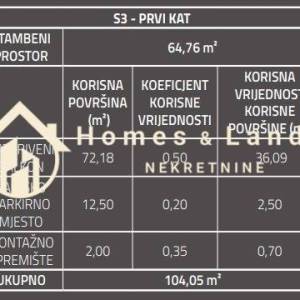 Sesvete,centar,3-soban stan 104m2(S3)na 1.katu s terasom  i parkingom