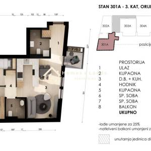Zagreb,Črnomerec,novi 3-soban stan 64,12m2 (204A) s balkonom na 2.katu
