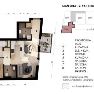Zagreb,Črnomerec,novi 3-soban stan 64,12m2 (204A) s balkonom na 2.katu