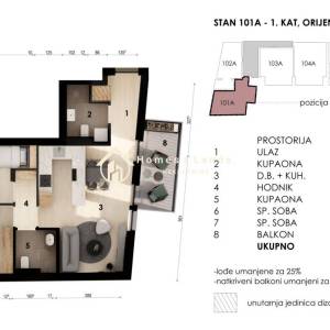Zagreb,Črnomerec,novi 3-soban stan 64,12m2 (204A) s balkonom na 2.katu
