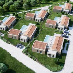 ISTRA, BUJE - Građevinsko zemljište s dozvolom za prizemnicu s bazenom, prekrasan pogled na more