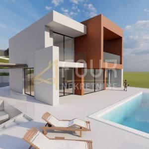 Istra, Buzet, 2.068m2 zemljište s projektom za modernu vilu s bazenom