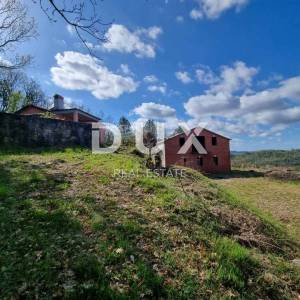 ISTRA, BUZET - Imanje s 4 stambena objekta i jednim poslovno-stambenim objektom, otvoreni pogled na prirodu i jezero 