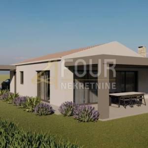 Istra, Karojba, zemljište 1.446m2, projekt za modernu prizemnicu