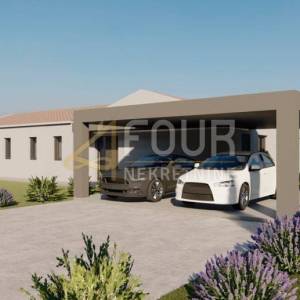Istra, Karojba, zemljište 1.446m2, projekt za modernu prizemnicu