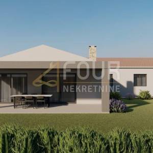 Istra, Karojba, zemljište 1.446m2, projekt za modernu prizemnicu