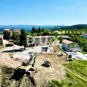 ISTRA, MOMJAN - Istarska kamena kuća s bazenom i pogledom na more