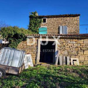 ISTRA, MOTOVUN - Samostojeća kamena starina s pogledom na Motovun i glavnim projektom za obnovu
