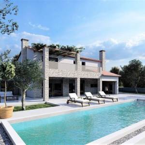 ISTRA, POREČ - Projekt prekrasne kamene vile sa pogledom na more
