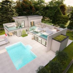 ISTRA, PULA - ekskluzivna vila s bazenom u rohbau fazi - privatna lokacija s okućnicom 2700m2