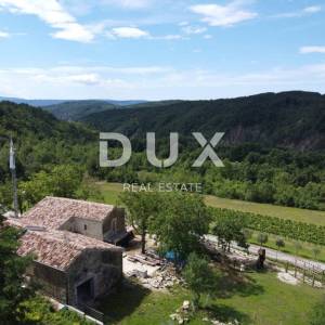 ISTRA,CEROVLJE - Istarska stancija s dvije kamene kuće i prostranom okućnicom – raj za ljubitelje prirode!