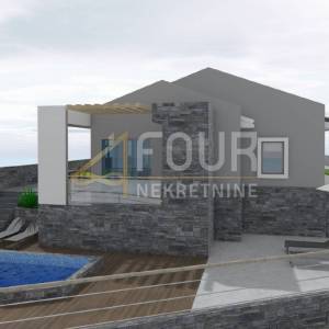 Kastav, građevinsko zemljište, 664m2, projekt kuće s bazenom