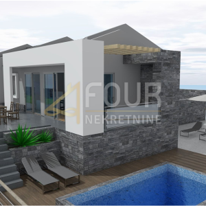 Kastav, građevinsko zemljište, 615m2, projekt kuće s bazenom