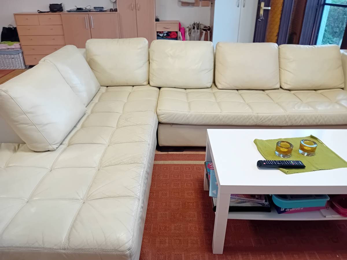 Kutna garnitura prava koža, dim.305x235 cm