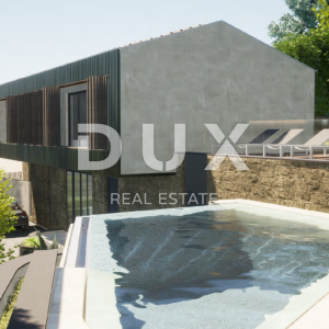 LABIN, SVETA MARINA- građevinsko zemljišto 435m2 sa starom kućom, s pogledom na more i idejnim projektom